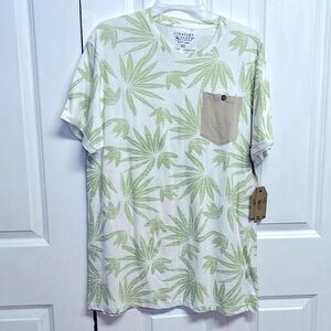 Straight Faded White Hemp Print Button Pocket Tee Shirt Size XL Slim NWT
